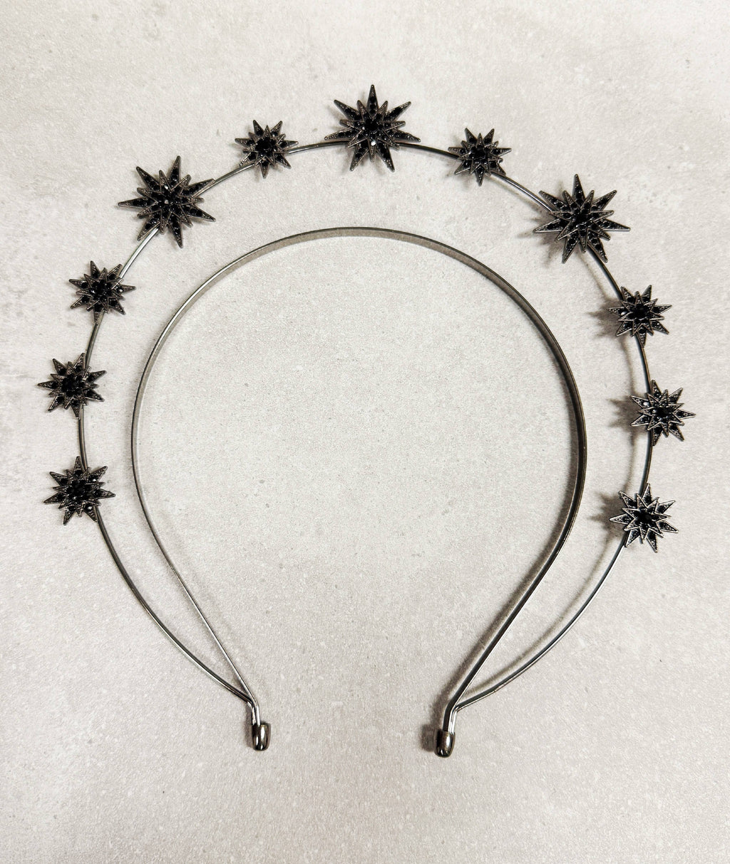 Black Stars Goddess Crown Halo Headband, Boho Headpiece