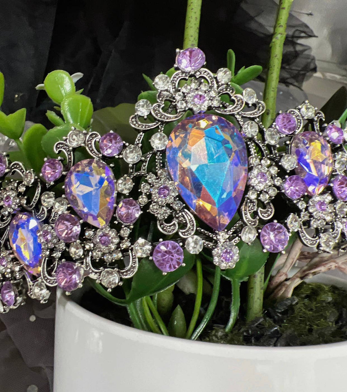 Baroque Purple Crystal Rhinestone Head Piece Accessories