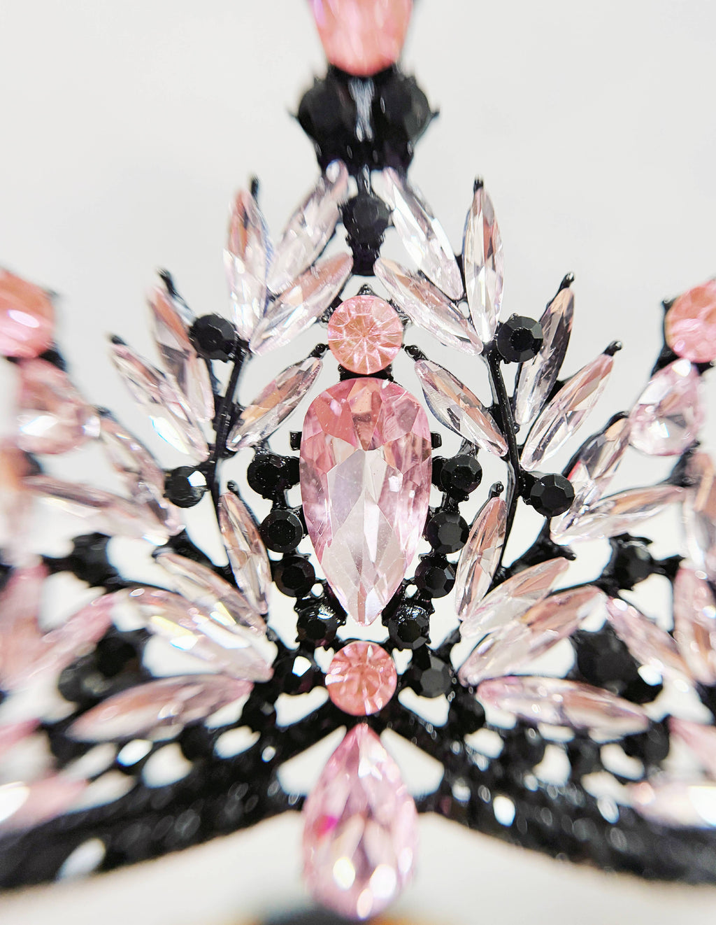 Black pink Tiara, Gothic Wedding Headpiece, crystal tiara