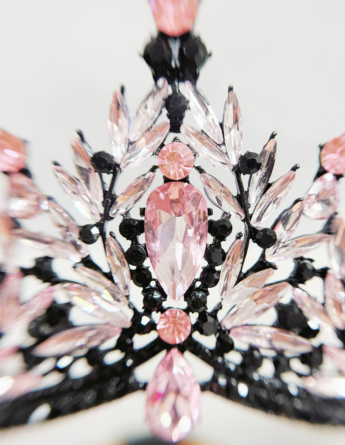 Black pink Tiara, Gothic Wedding Headpiece, crystal tiara