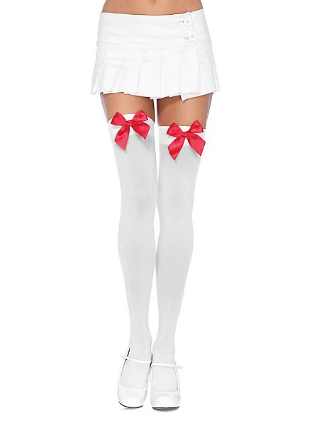 White tights red bow