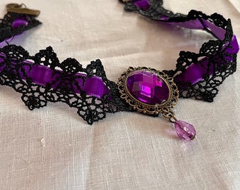 Choker collier purple
