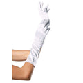 Satin elbow length gloves white