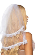 Lace trimmed bridal veil