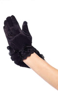 Lace trimmed satin gloves
