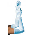 Extra long Satin gloves blue