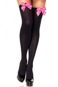 Black thigh highs dark pink bow