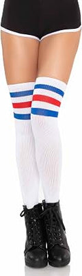 3 stripes athletic ribbed thigh highs