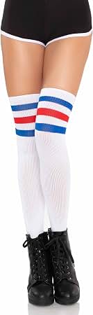3 stripes athletic ribbed thigh highs