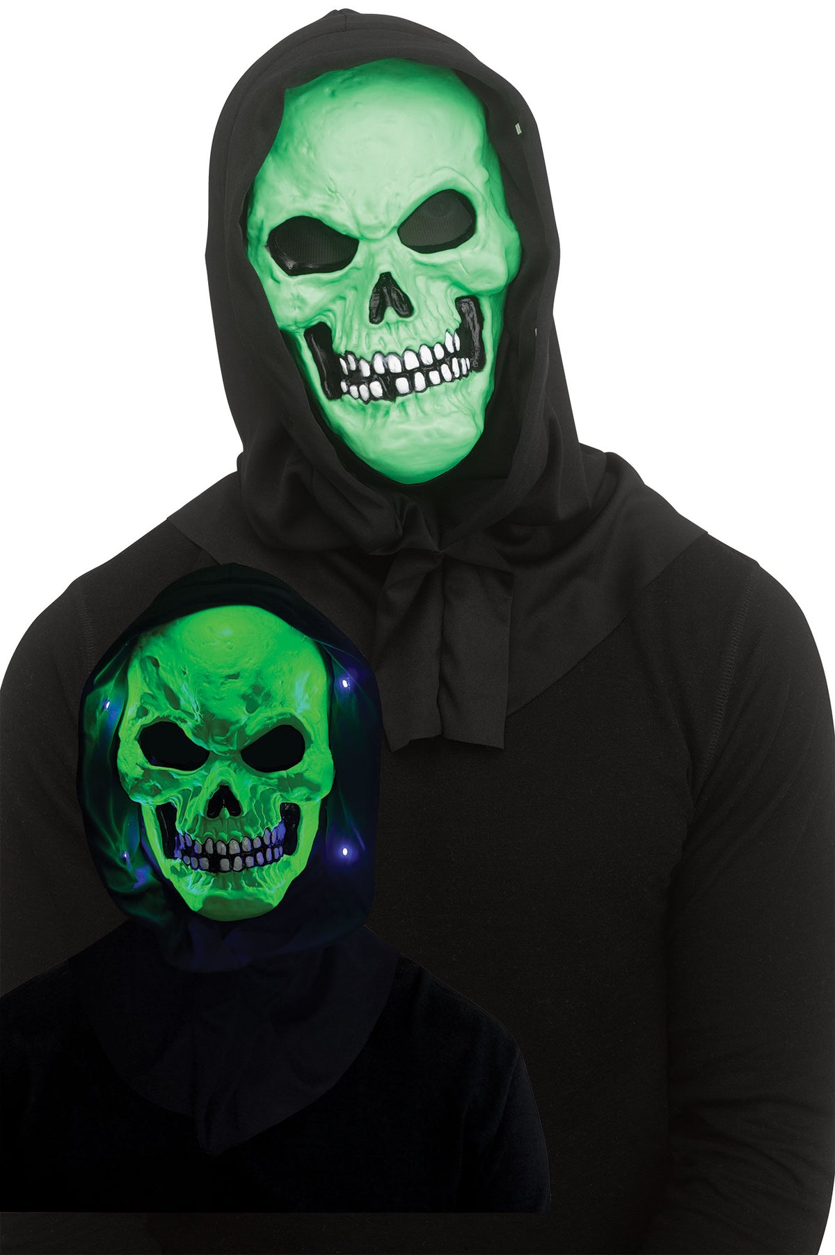 Green neon skull