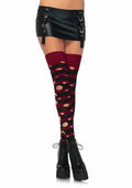 Distressed stripped thigh highs